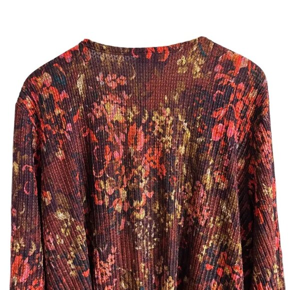 NEW CATHERINES Draped Open Kimono Wrap in Rich Burgundy Textured Floral SZ 5X - Picture 5 of 9